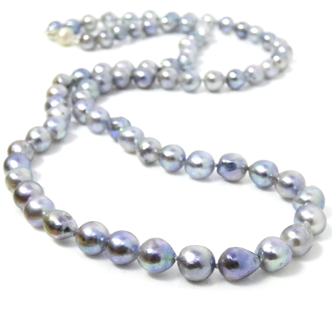 Blue Akoya Roundish Pearl Necklace